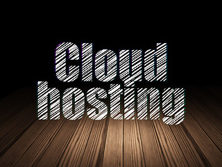 Image showing Cloud networking concept: Cloud Hosting in grunge dark room