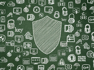 Image showing Privacy concept: Shield on School Board background