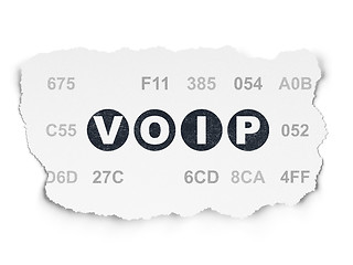 Image showing Web development concept: VOIP on Torn Paper background
