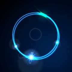 Image showing Glow blue neon ring shiny background