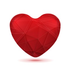 Image showing Bright red polygonal heart background