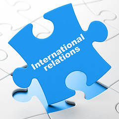 Image showing Political concept: International Relations on puzzle background