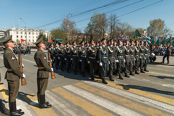 Image showing Cadets of police academy marching on parade