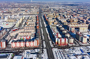 Image showing Bird eye view on Permyakova street. Tyumen. Russia