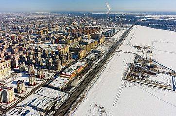 Image showing Residential area over city plant background.Tyumen