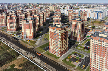 Image showing Aerial view on sleeping neighborhood. Tyumen. Russia