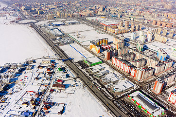 Image showing Bird eye view onto suburb of cityt. Tyumen