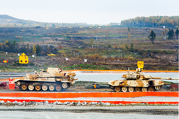 Image showing Armoured recovery vehicle BREM-1M in action