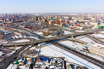 Image showing Aerial view on M.Torez street bridge. Tyumen