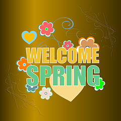 Image showing Welcome Spring Holiday Card. Welcome Spring Vector. Love background. Spring Holiday Graphic. Welcome Spring Art. Spring Holiday Drawing