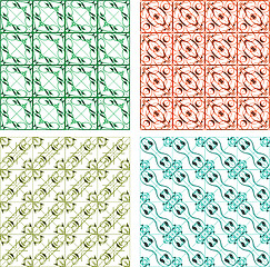 Image showing Seamless patterns set - vintage backgrounds baroque pattern vector background