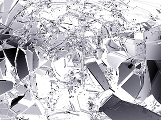 Image showing Pieces of Broken or Shattered glass isolated