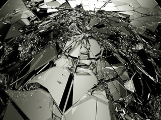 Image showing Pieces of Destructed or Shattered glass on black