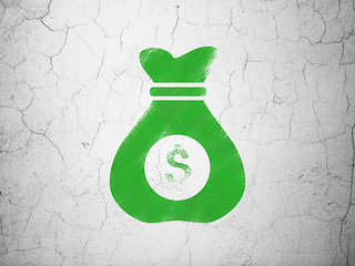 Image showing Finance concept: Money Bag on wall background