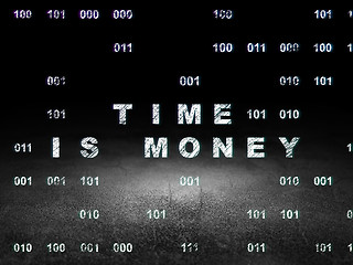 Image showing Timeline concept: Time Is money in grunge dark room