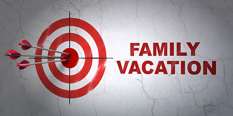 Image showing Vacation concept: target and Family Vacation on wall background