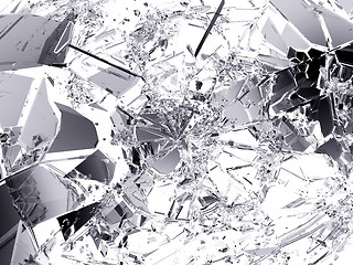 Image showing Pieces of Shattered glass on white background