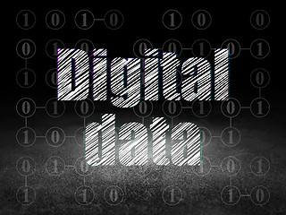 Image showing Data concept: Digital Data in grunge dark room