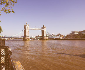 Image showing Retro looking Tower Bridge in London