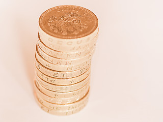 Image showing  Pound coin pile vintage