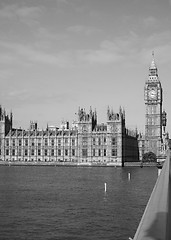 Image showing Black and white Houses of Parliament in London