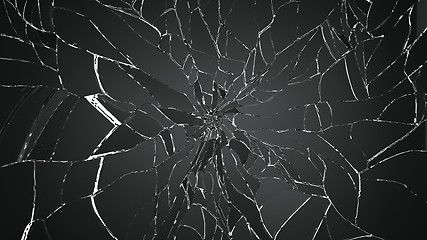 Image showing Many pieces of shattered glass on white background