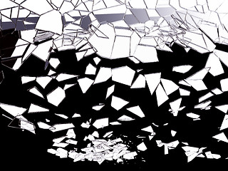 Image showing Pieces of shattered glass on black