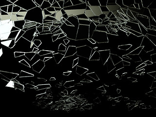 Image showing Shattered and broken glass on black