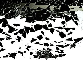 Image showing Pieces of shattered glass on white