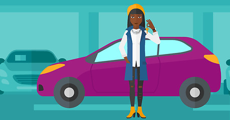 Image showing Woman holding keys from new car.