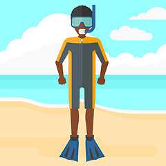 Image showing Man with swimming equipment.