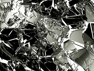 Image showing Pieces of demolished or Shattered glass on black