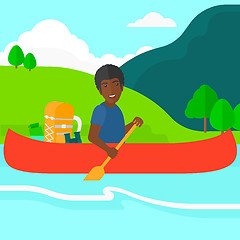 Image showing Man canoeing on the river.