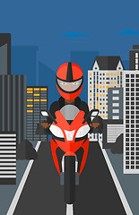 Image showing Woman riding motorcycle.