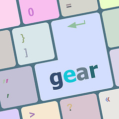 Image showing gear button on computer pc keyboard key vector illustration