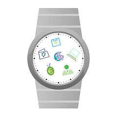 Image showing Smart watch with apps icons isolated on white