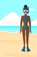 Image showing Woman with swimming equipment.