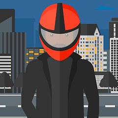 Image showing Man in biker helmet.