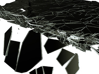 Image showing sharp Pieces of splitted glass on white
