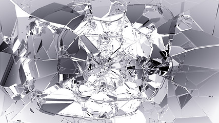 Image showing Glass breaking and shatter on white