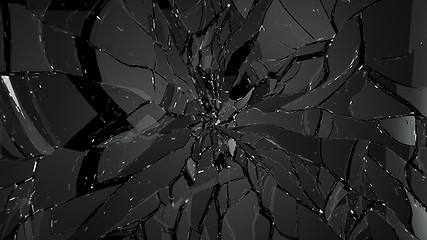 Image showing Pieces of Shattered glass on black background