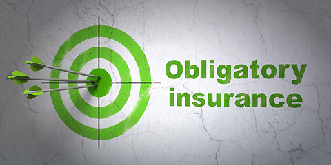 Image showing Insurance concept: target and Obligatory Insurance on wall background