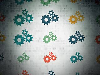 Image showing Data concept: Gears icons on Digital Paper background