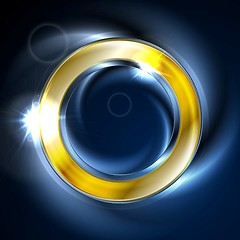 Image showing Blue and golden iridescent round design