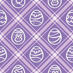 Image showing Seamless wallpaper. lilac print repetitive Easter eggs