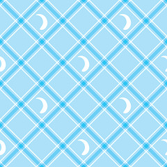 Image showing Seamless wallpaper. Blue checkered background. Tablecloth