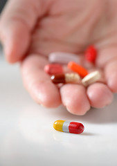 Image showing Pills in hand, close-up