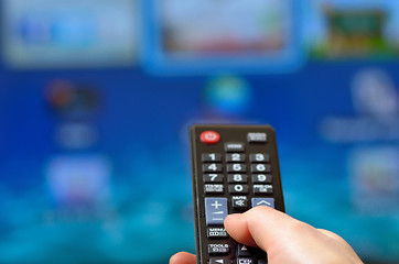 Image showing Woman  Holding Remote Control 