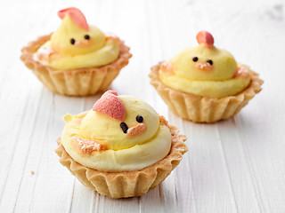 Image showing easter cupcakes on white table