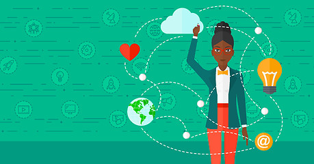 Image showing Business woman and cloud computing.